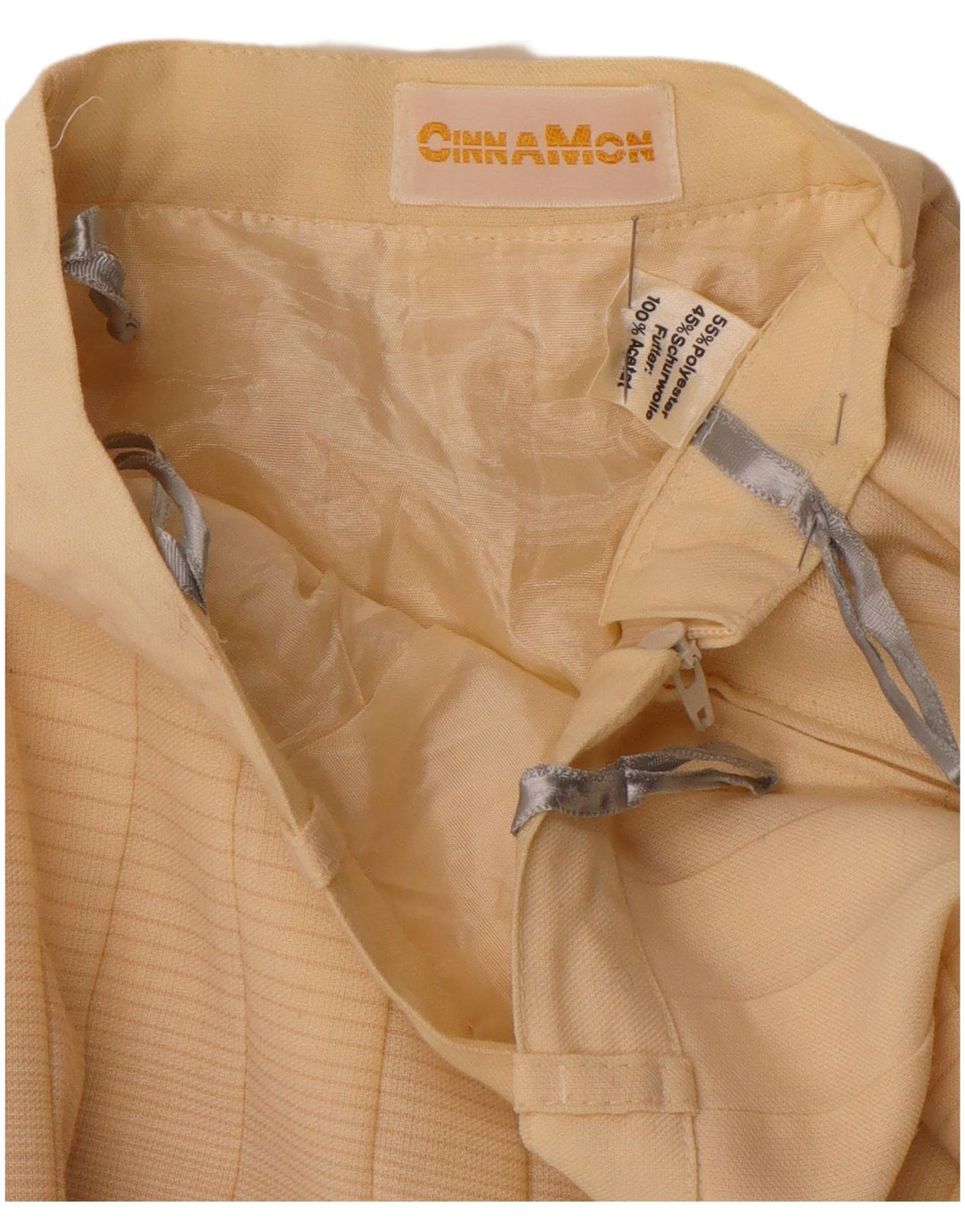 Винтажная женская плиссированная юбка-нож W26, маленькая полиэстер в бежевую полоску