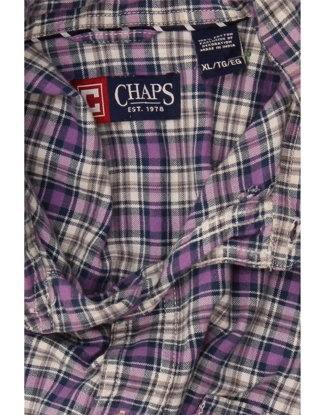 CHAPS Mens Flannel Shirt XL Purple Check Cotton Vintage Chaps and Second-Hand Chaps from Messina Hembry 