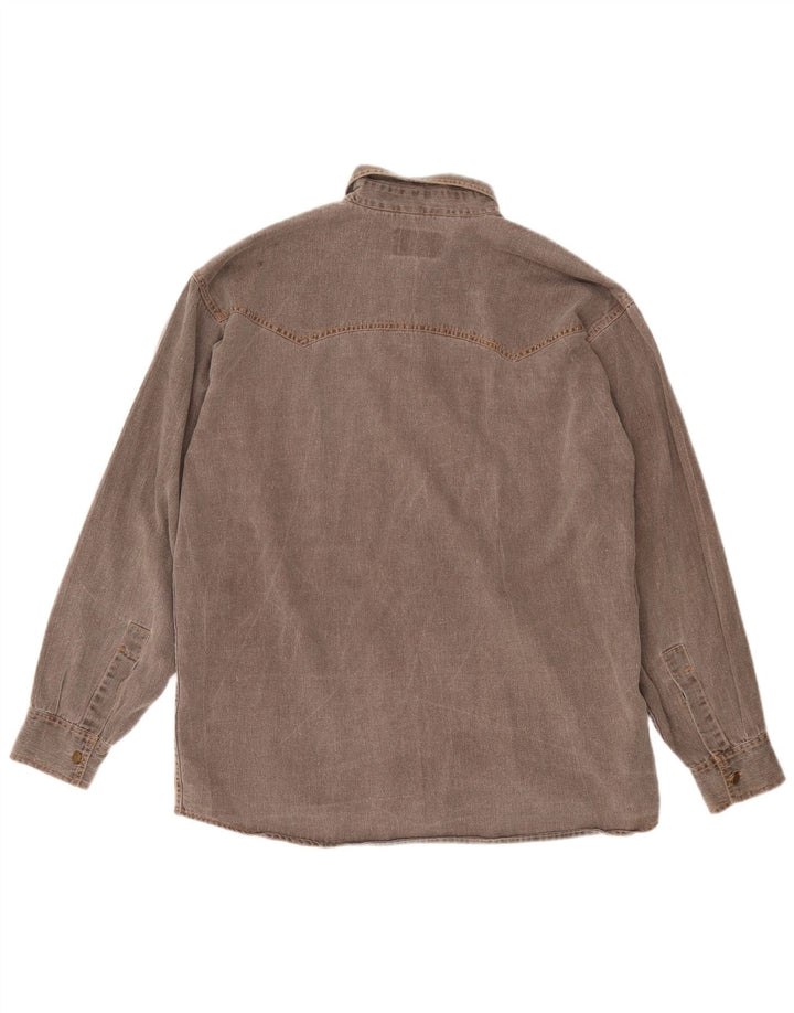 Винтажная мужская джинсовая рубашка XL коричневая