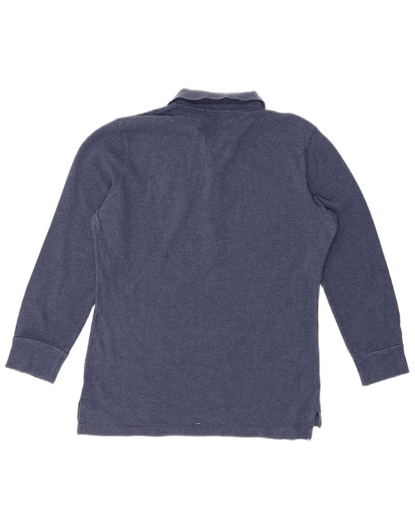 Женская узкая рубашка-поло с длинным рукавом RALPH LAUREN UK 14, большая темно-синяя