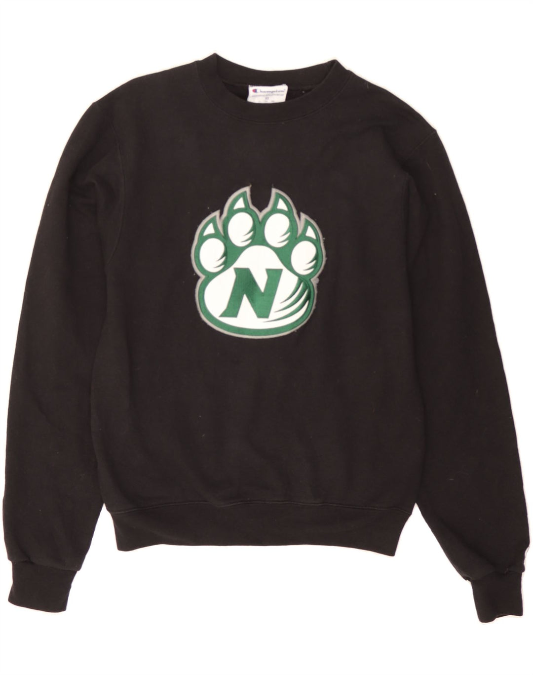 CHAMPION Mens Graphic Sweatshirt Jumper XS Black Cotton Vintage Champion and Second-Hand Champion from Messina Hembry 