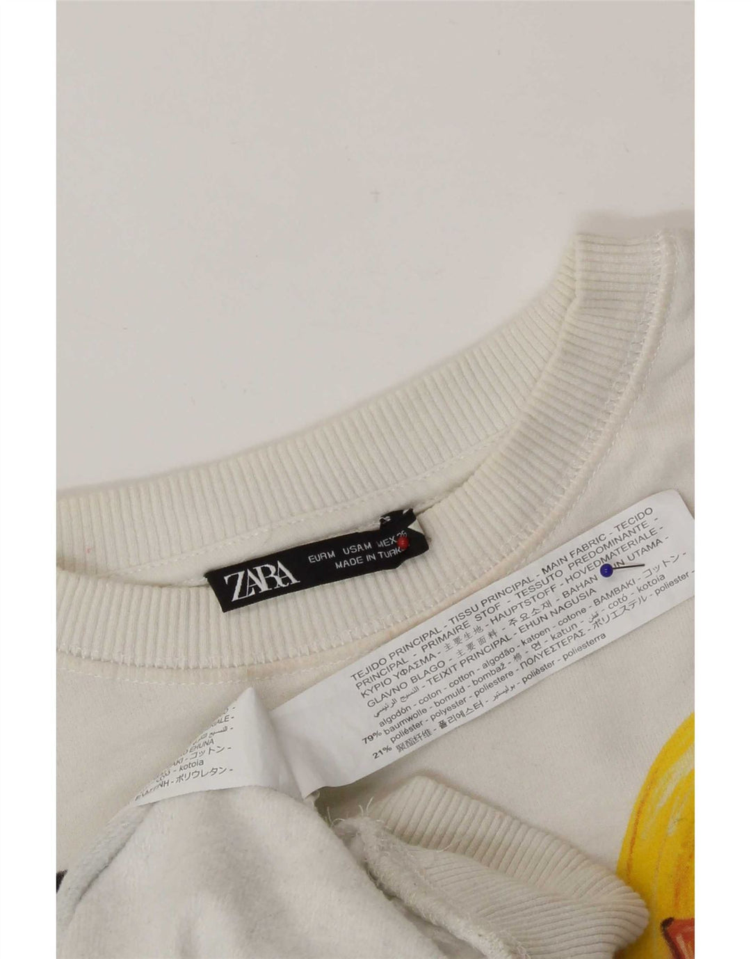 Женский свитер Zara с абстрактным узором, Великобритания 14, средний, белый