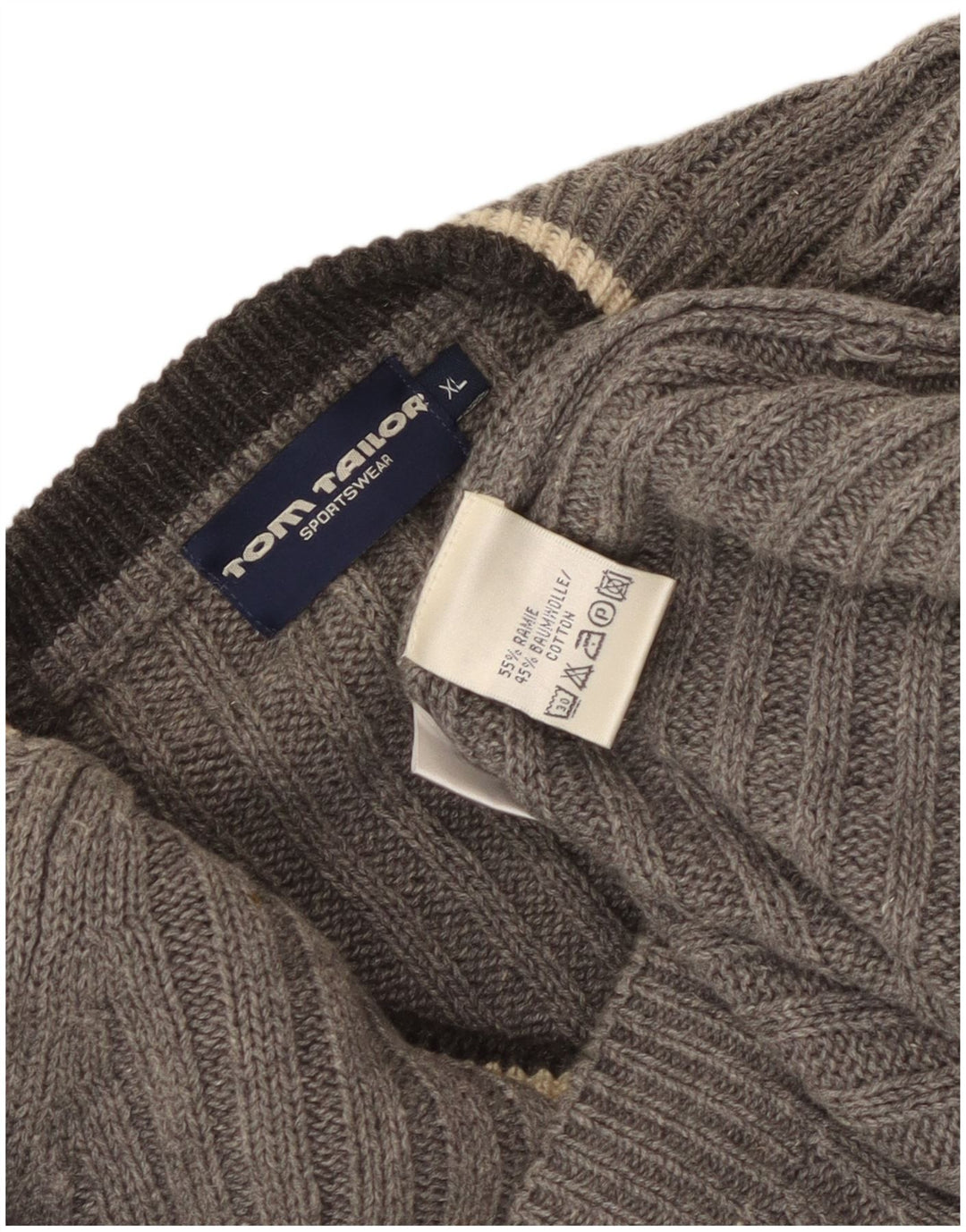 Мужской джемпер с v-образным вырезом Tom Tailor XL Grey Ramie