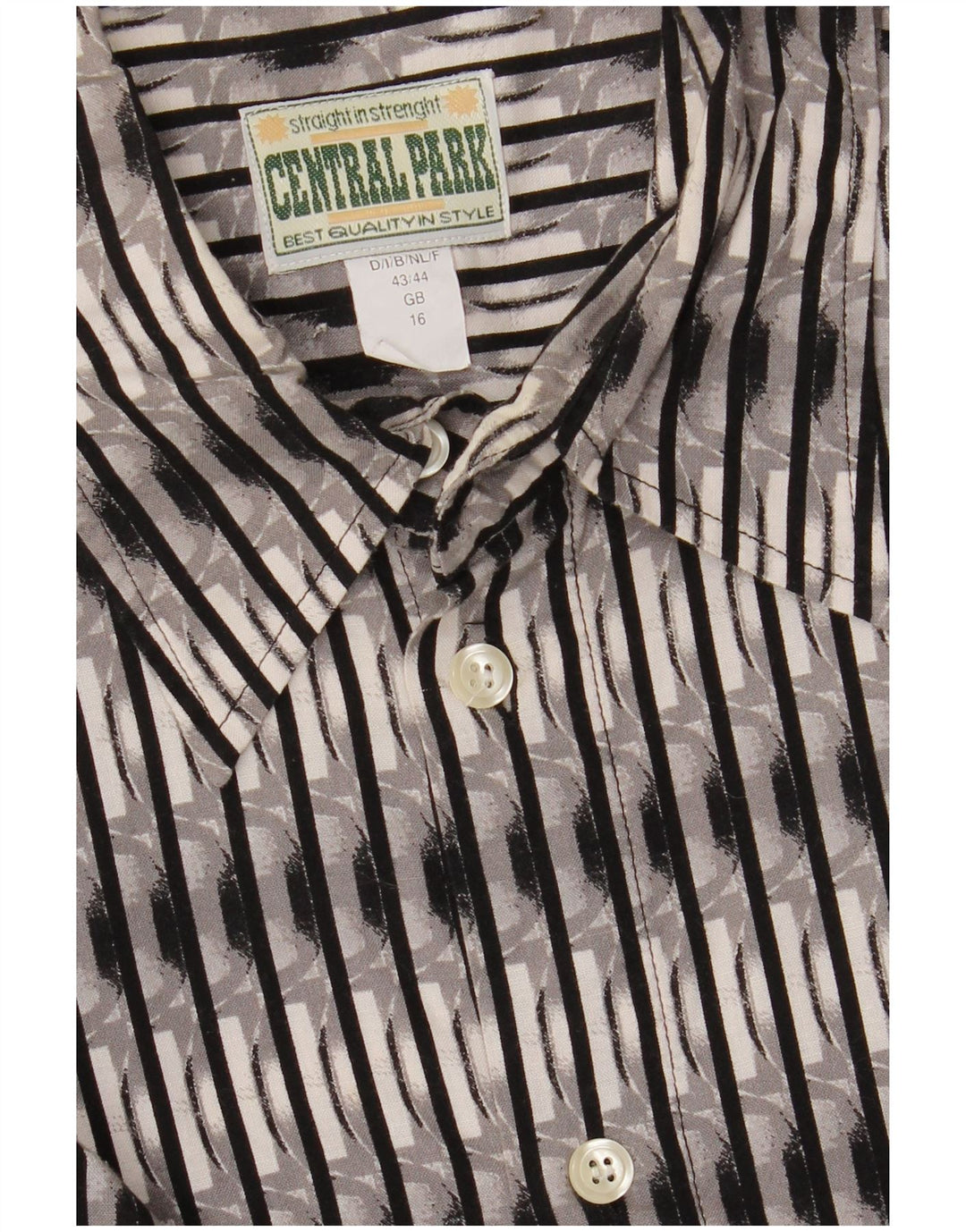 VINTAGE Mens Shirt Size 43/44 16 Large Grey Geometric Cotton