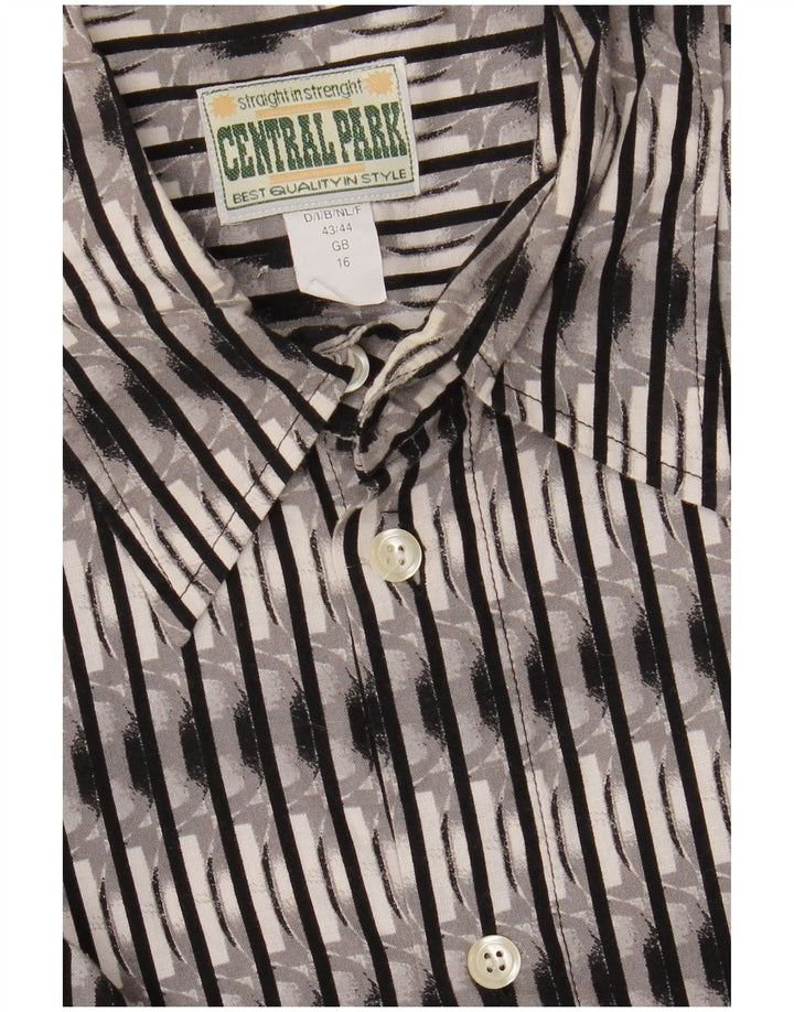 VINTAGE Mens Shirt Size 43/44 16 Large Grey Geometric Cotton