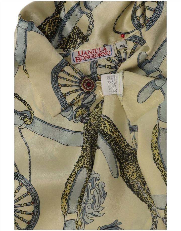 Винтажная женская блузка-рубашка с рисунком IT 48 XL, желтый полиэстер