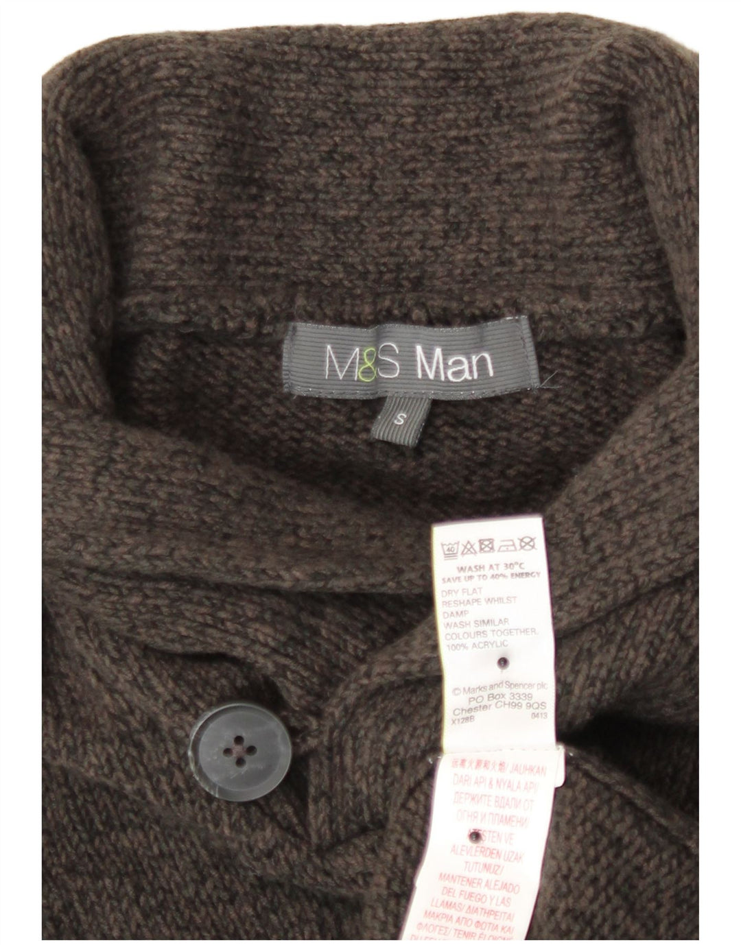 Мужской джемпер с отложным воротником Marks & Spencer, маленький коричневый в крапинку акрил