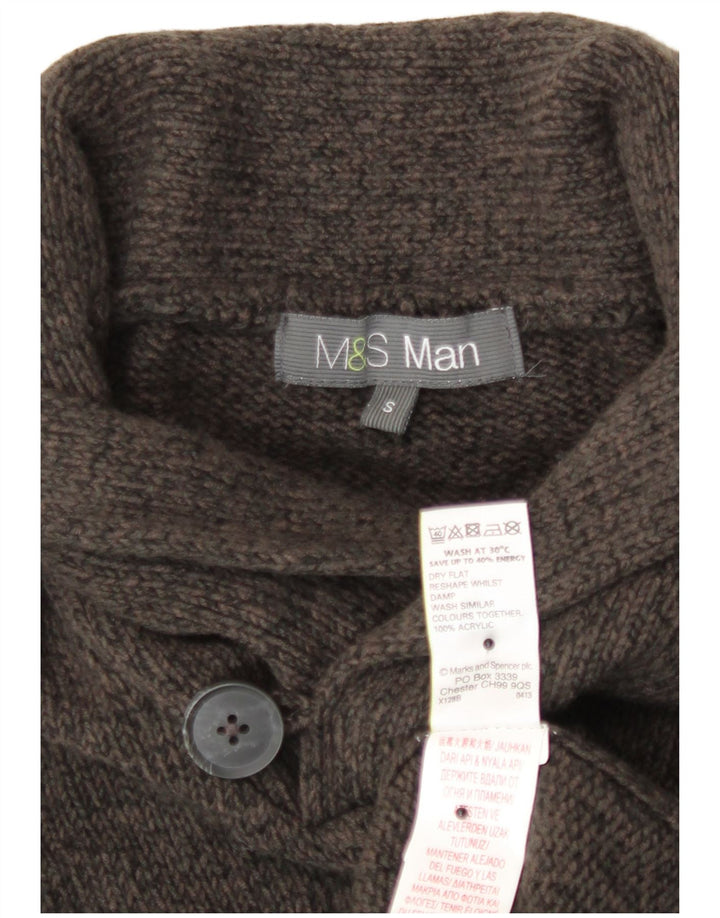 Мужской джемпер с отложным воротником Marks & Spencer, маленький коричневый в крапинку акрил