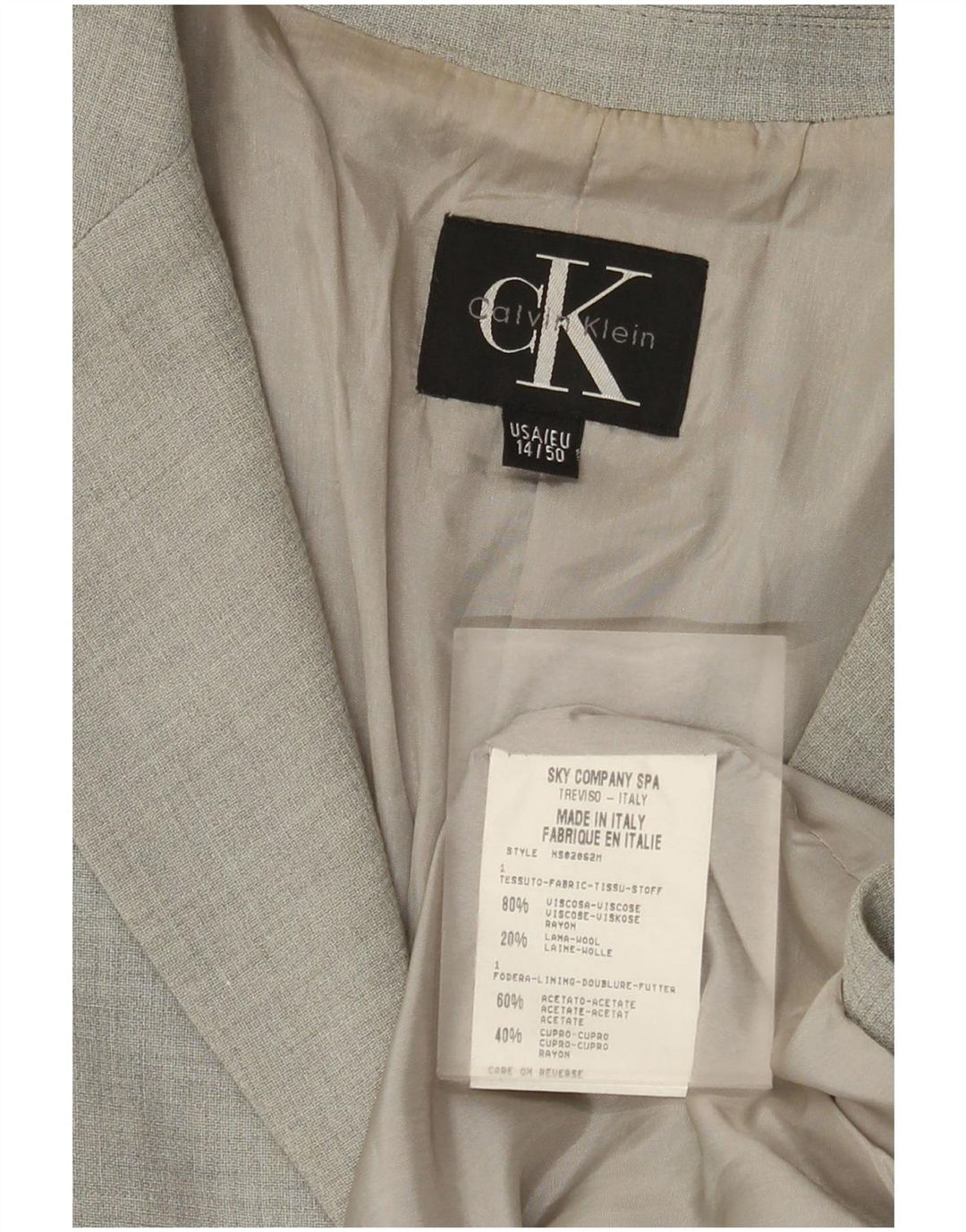 Женский пиджак на трех пуговицах Calvin Klein, США 14, XL, серый вискоза