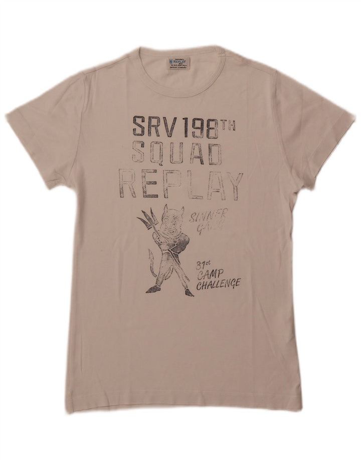 Мужская футболка с рисунком Replay, маленький белый хлопковый топ