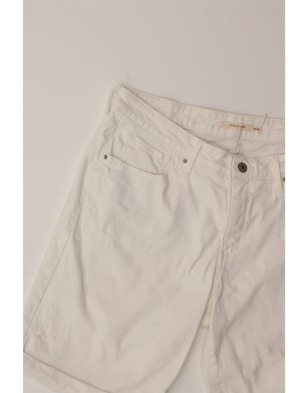 LEVI'S Womens Bermuda Denim Shorts US 18 2XL W36  White Cotton Vintage Levi's and Second-Hand Levi's from Messina Hembry 