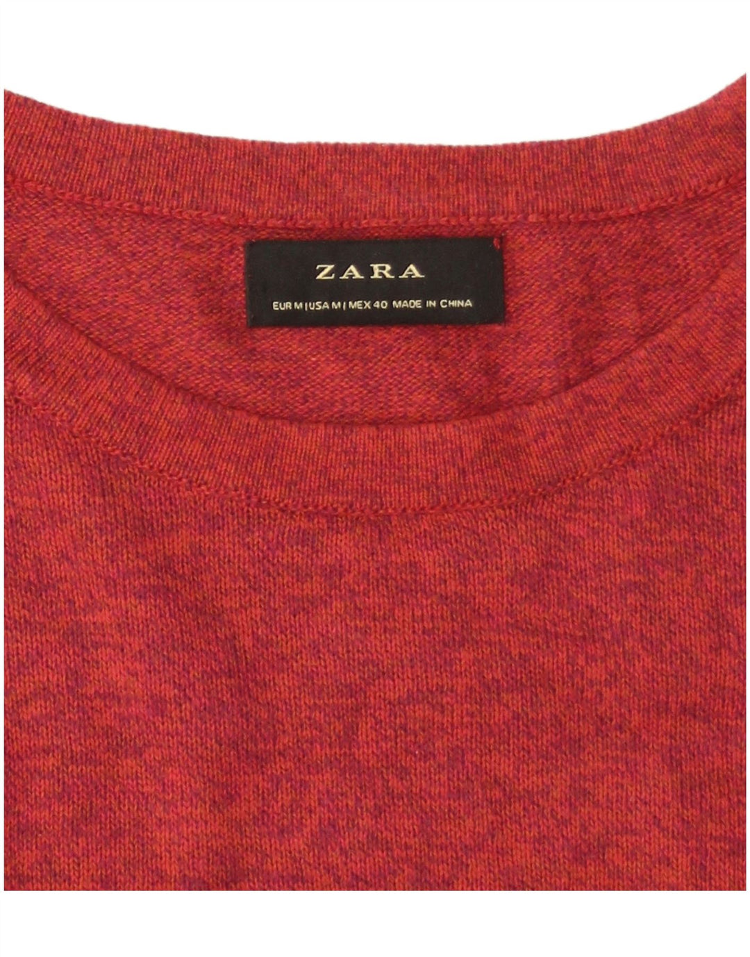 Мужской свитер с вырезом лодочкой Zara, средний красный в крапинку