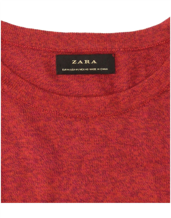Мужской свитер с вырезом лодочкой Zara, средний красный в крапинку