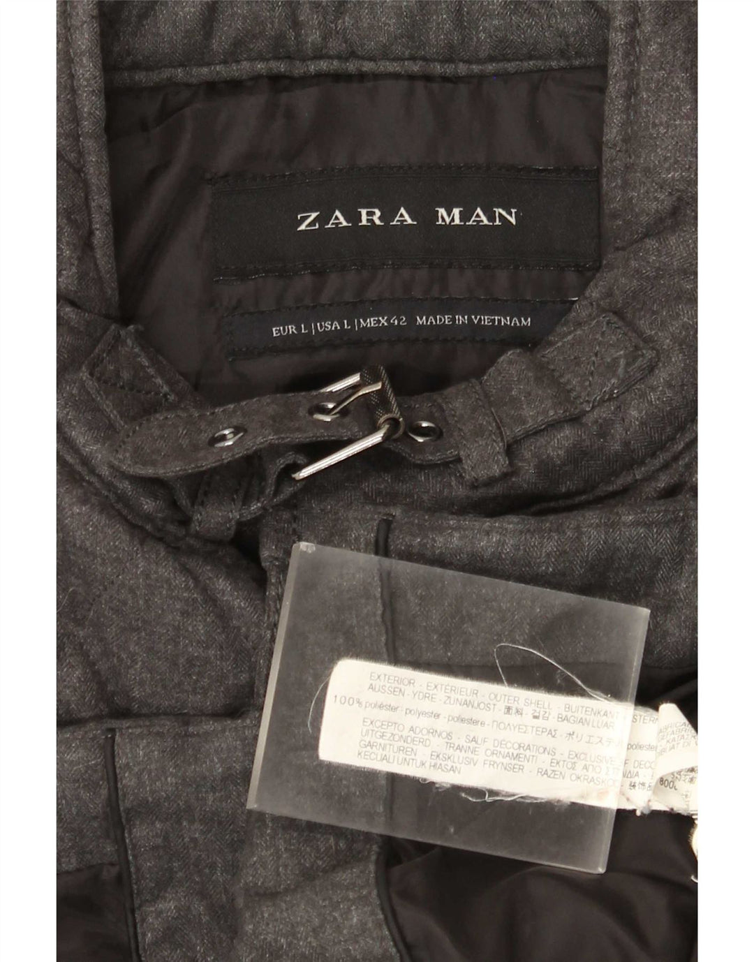 Мужская стеганая куртка Zara UK 40, большая серая, полиэстер