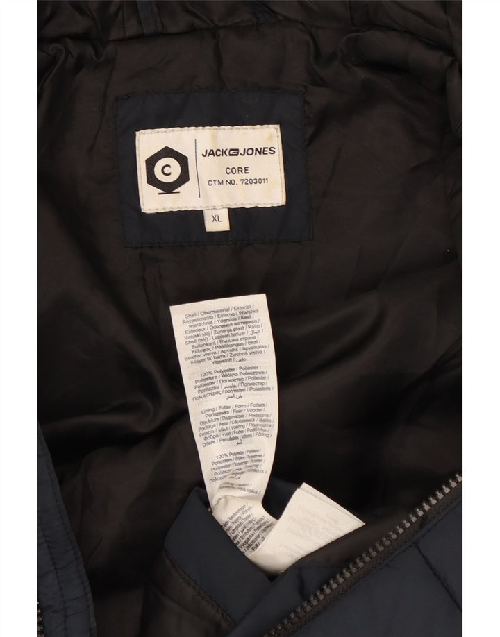 Мужская утепленная куртка Jack & Jones с капюшоном UK 42 XL Темно-синий полиэстер