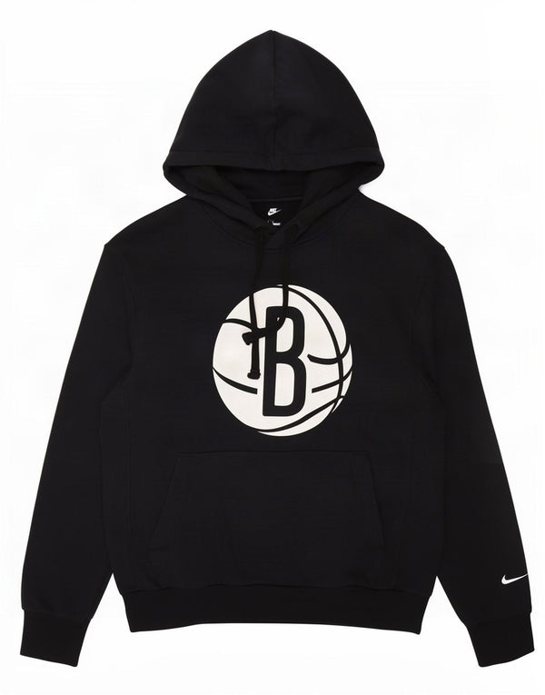 Мужской джемпер с капюшоном Nike Brooklyn Nets, маленький черный, хлопковый