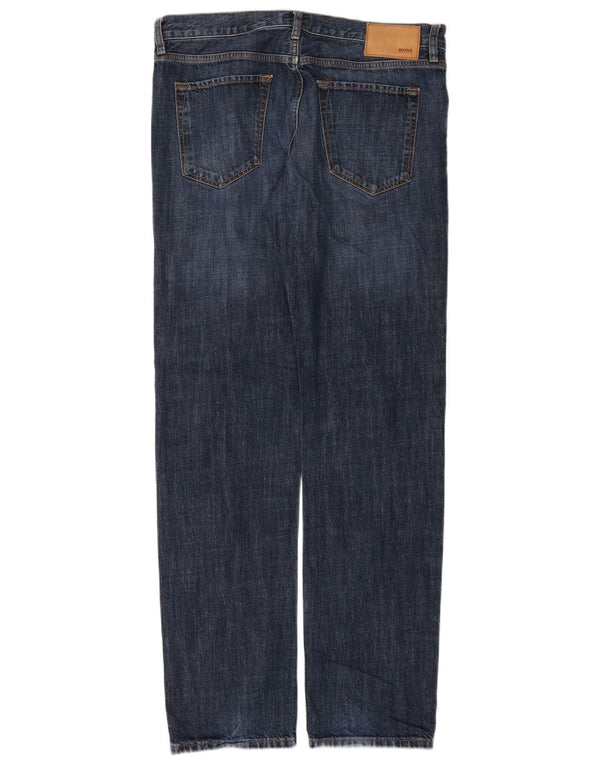Hugo Boss Mens Straight Jeans W34 L34 Blue Cotton