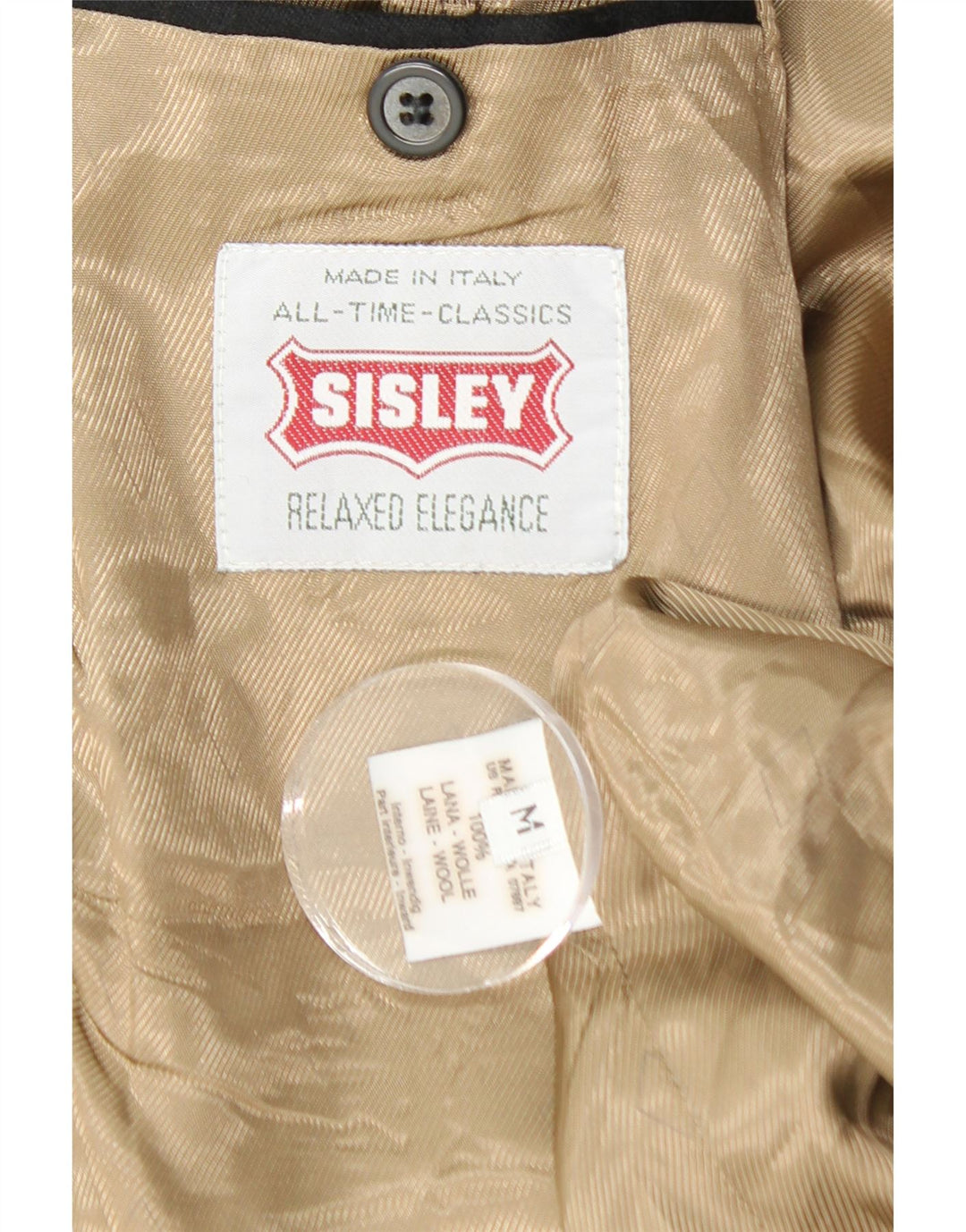 Мужской двубортный пиджак SISLEY UK 38, средний черный шерстяной пиджак