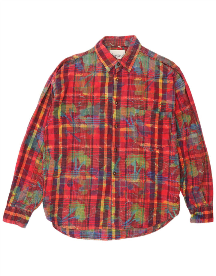 VINTAGE Mens Flannel Shirt Medium Red Check