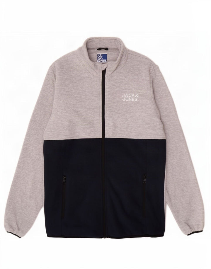 Флисовая куртка Jack & Jones для мальчиков 15–16 лет, серая, полиэстер с цветными блоками