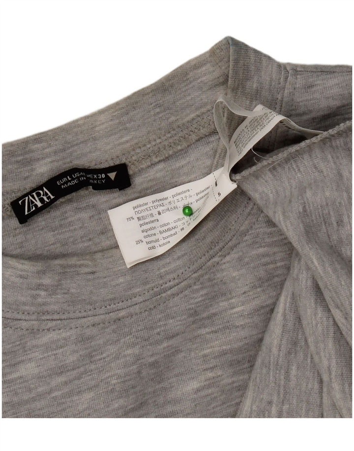 Женская футболка Zara Top UK 16, большой серый полиэстер с крапинками