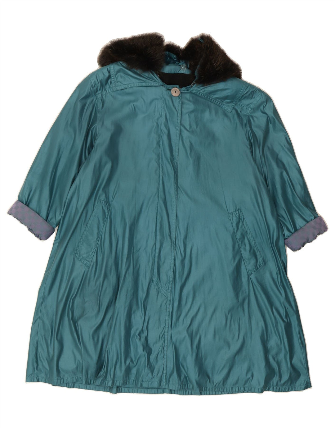 GIL BRET Womens Trench Coat UK 16 Large Blue Vintage Gil Bret and Second-Hand Gil Bret from Messina Hembry 