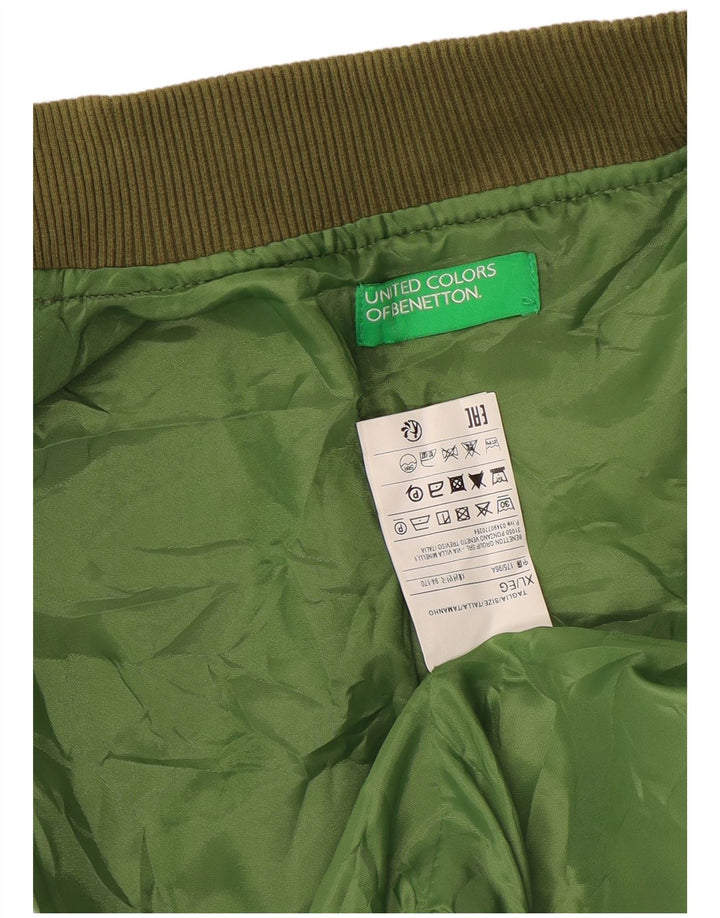Куртка-бомбер BENETTON для мальчиков 13-14 лет, XL, зеленый полиэстер