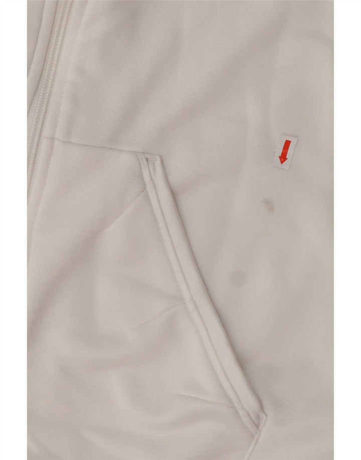 Женский свитер с капюшоном на молнии ADIDAS UK 16, большой белый полиэстер с цветными блоками