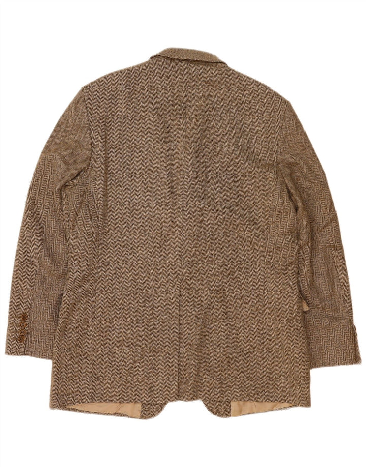 Мужской пиджак на трех пуговицах Marks & Spencer UK 42, большой коричневый с рисунком «елочка»