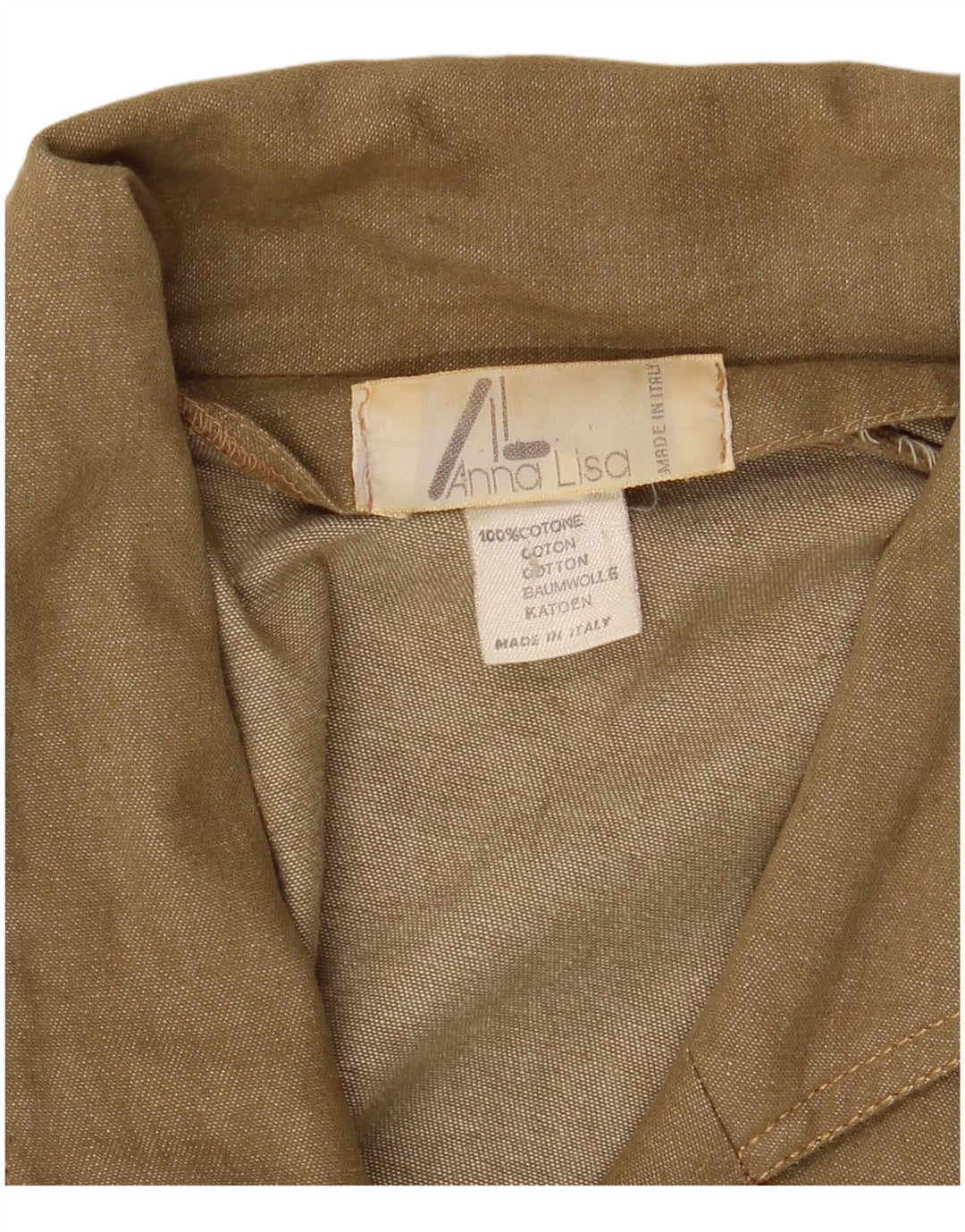 Винтажный женский удлиненный пиджак на 3 пуговицах IT 42, хлопковый средний зеленый цвет