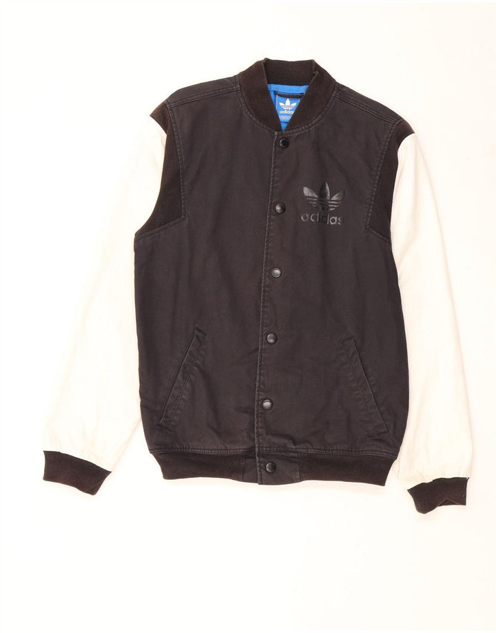 Мужская университетская куртка Adidas UK 38, средний черный, хлопок с цветными блоками