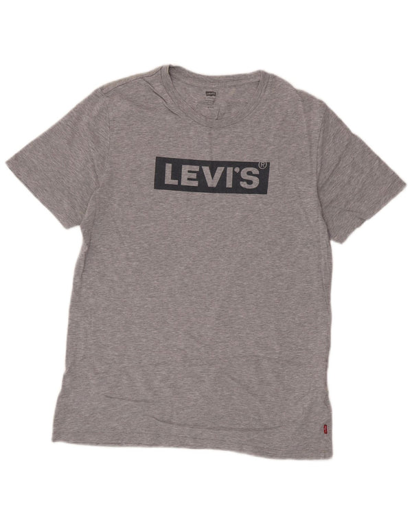Мужская футболка с рисунком Levi's, хлопковый топ среднего серого цвета