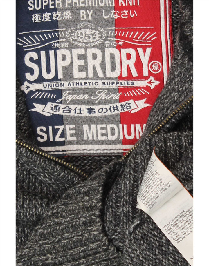 Мужской свитер Superdry на молнии с рисунком, средний серый в крапинку, акрил