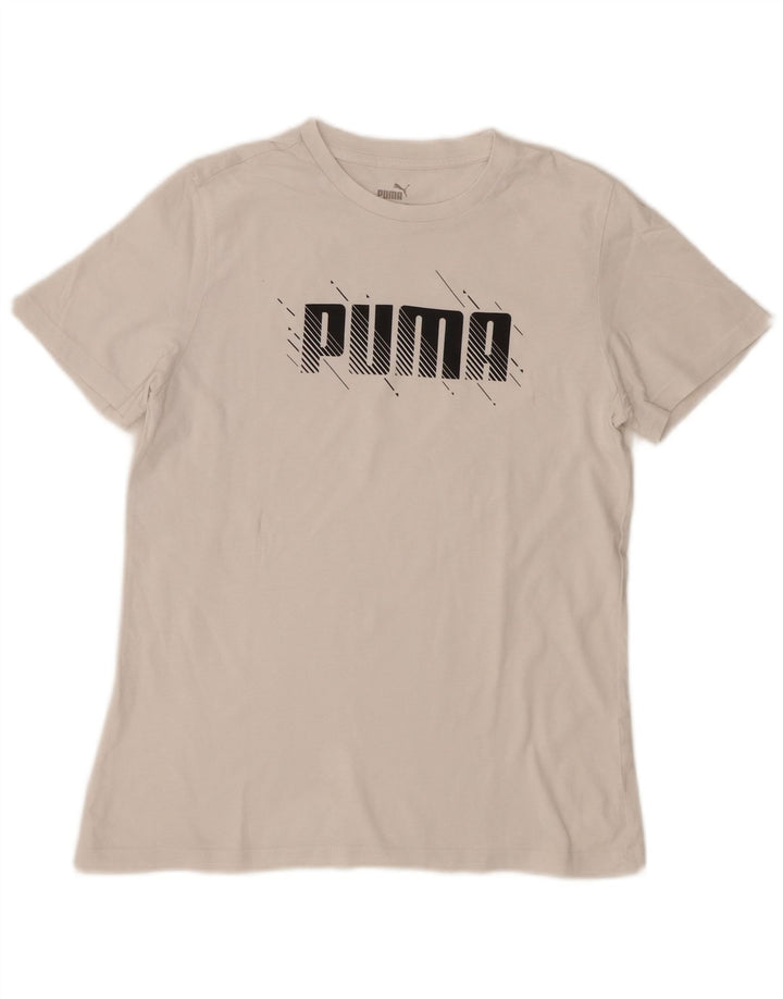 Футболка с рисунком Puma для мальчиков, топ 13-14 лет, белая