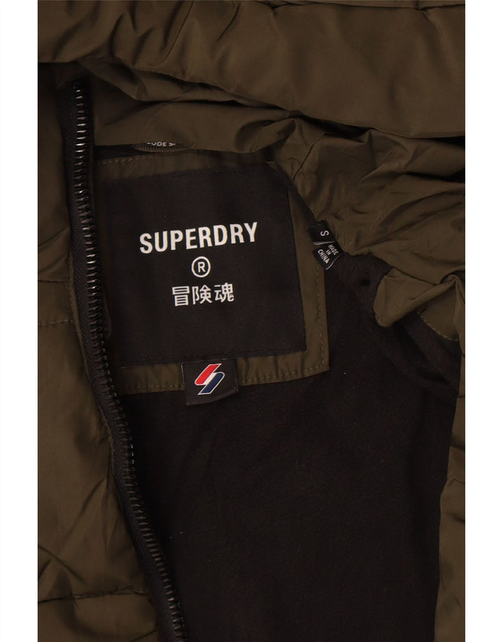 Мужская утепленная куртка с капюшоном Superdry UK 36, маленький цвет хаки, полиэстер
