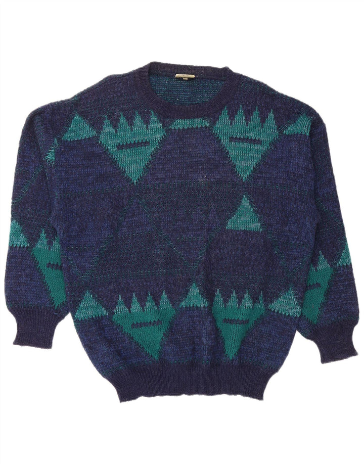 4 Мужской джемпер с вырезом «лодочка» CASTELLA IT 56 XL Темно-синий с геометрическим узором