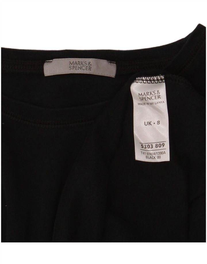 Женский топ с длинным рукавом Marks & Spencer, Великобритания, 8, маленький, черный, хлопок