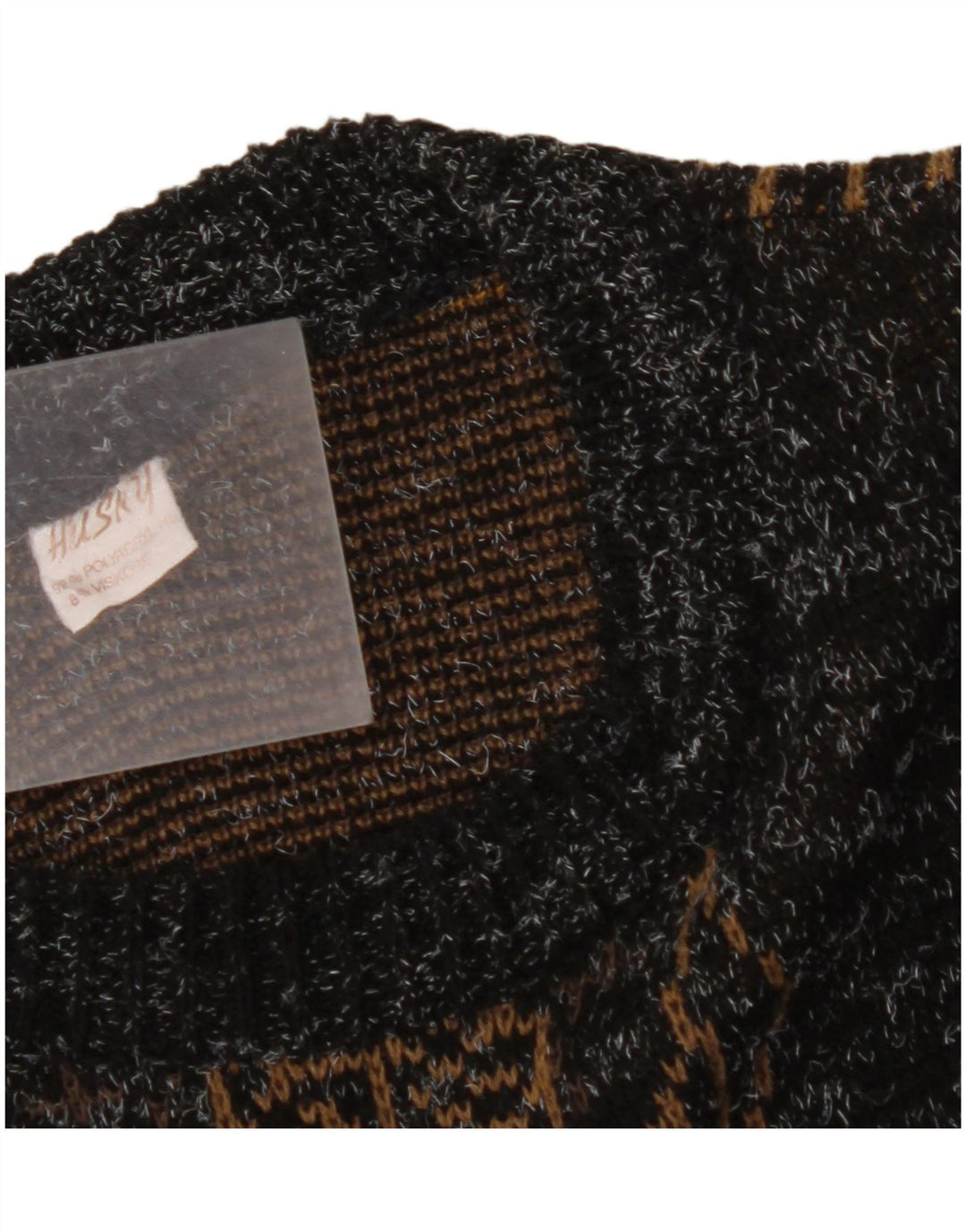 ВИНТАЖНЫЙ женский джемпер с круглым вырезом с рисунком, Великобритания, 18 XL, черный в крапинку