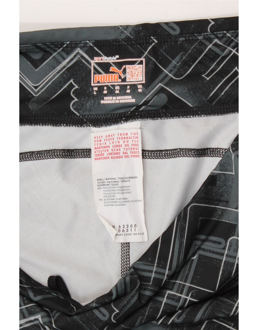 Женские леггинсы Puma UK 14, большие черные полиэстер с геометрическим рисунком