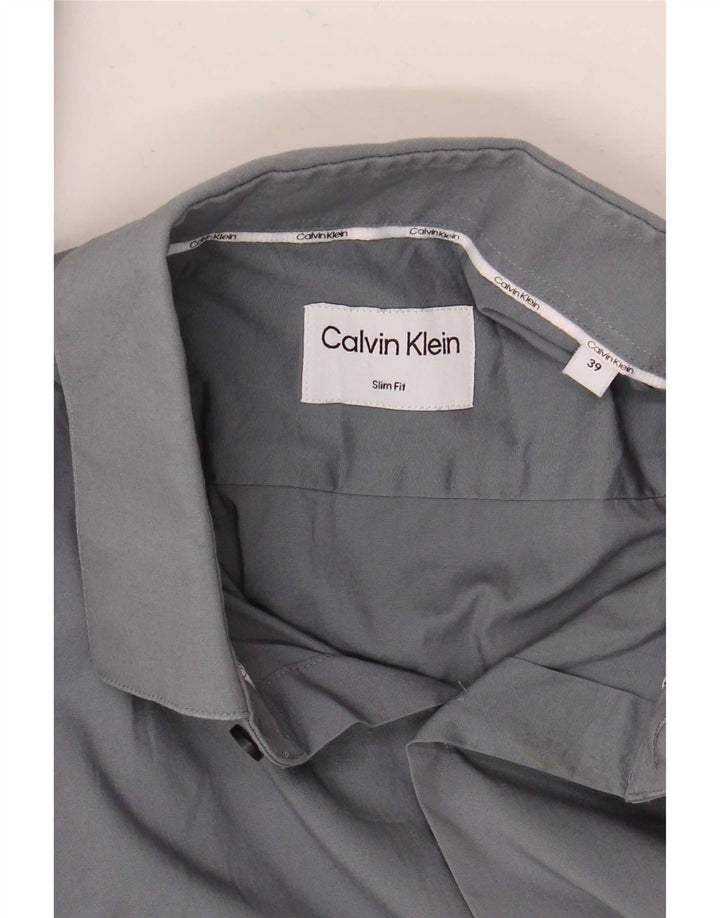 Мужская рубашка приталенного кроя Calvin Klein, размер 39, средний серый