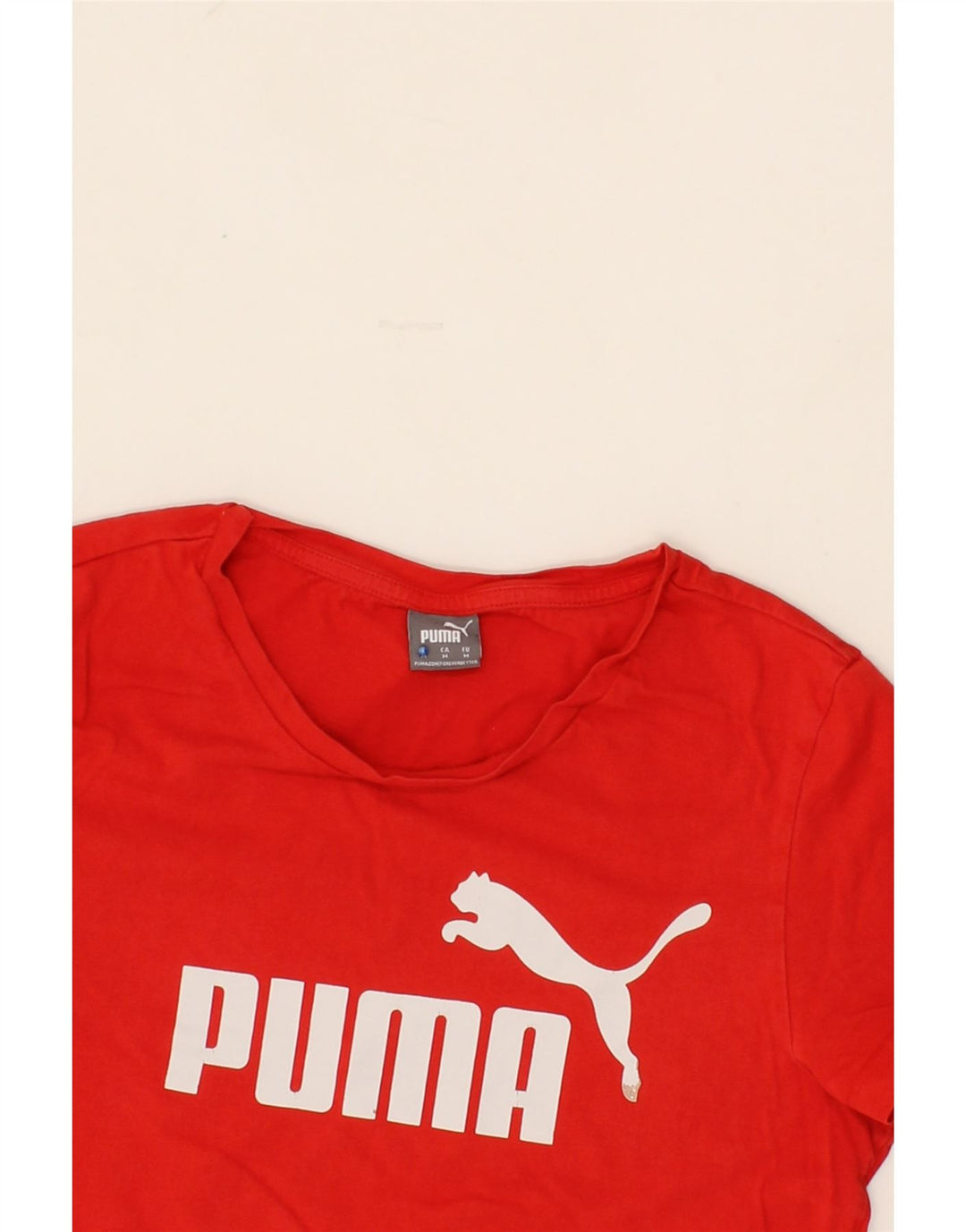 PUMA Womens Graphic T-Shirt Top UK 12 Medium Red Cotton Vintage Puma and Second-Hand Puma from Messina Hembry 
