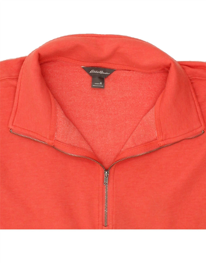 EDDIE BAUER Womens Zip Neck Sweatshirt Jumper UK 14 Medium Orange Cotton Vintage Eddie Bauer and Second-Hand Eddie Bauer from Messina Hembry 