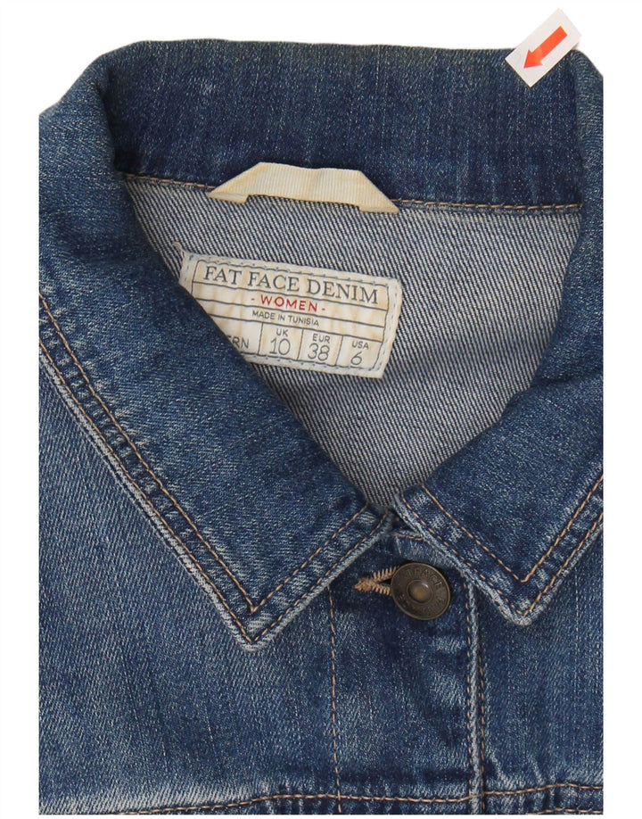 FAT FACE Womens Denim Jacket UK 10 Small Blue Cotton