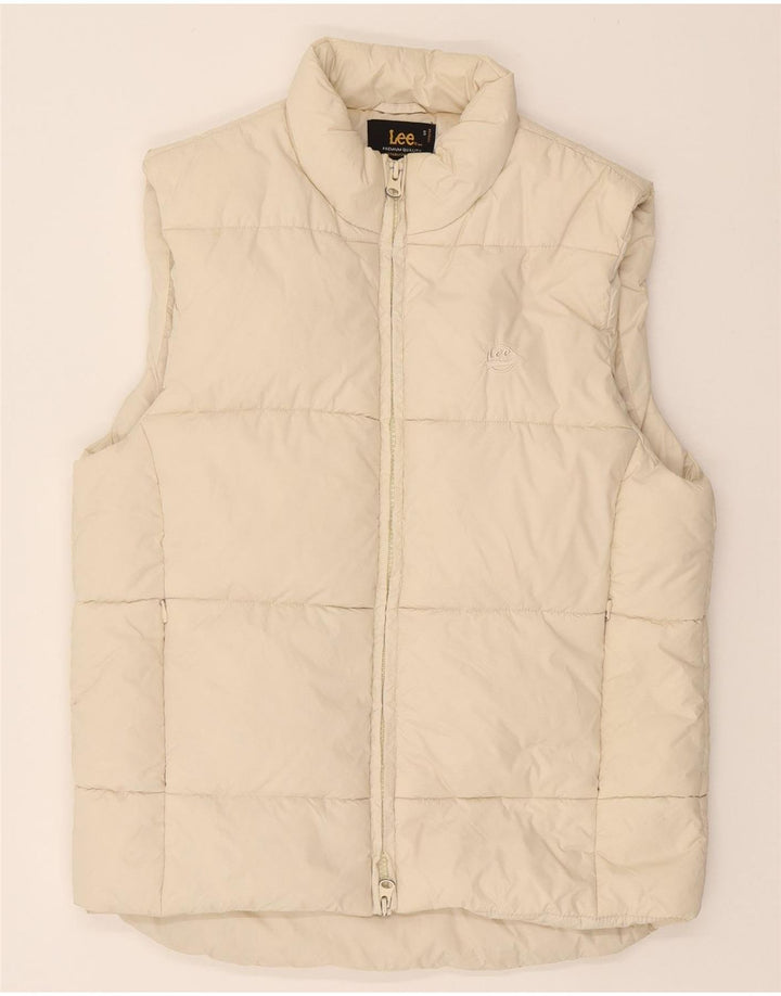 LEE Womens Padded Gilet UK 10 Small Beige Polyester Vintage Lee and Second-Hand Lee from Messina Hembry 
