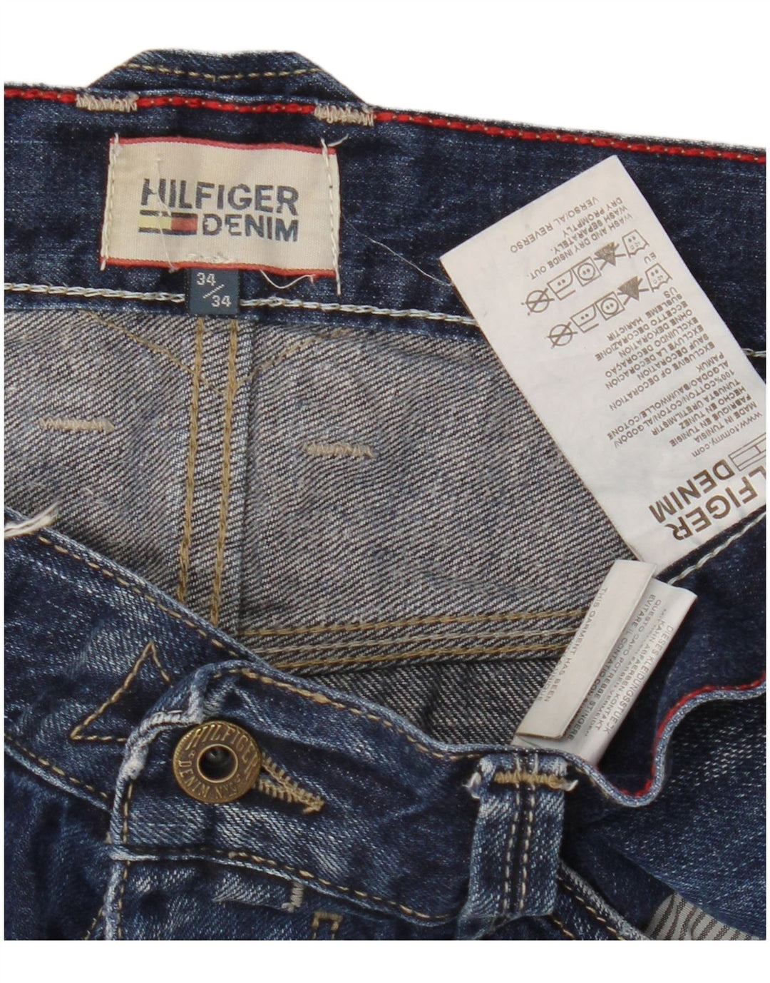 TOMMY HILFIGER Мужские джинсы Bootcut W34 L34 Темно-синий хлопок
