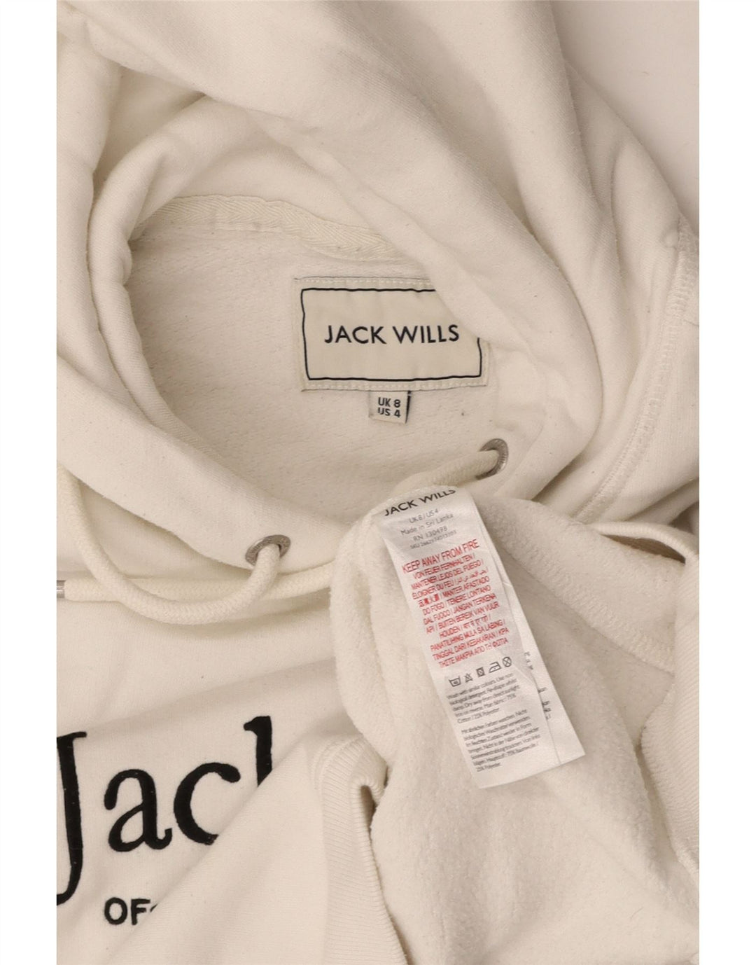 Женский укороченный джемпер с капюшоном JACK WILLS UK 8, маленький белый хлопок