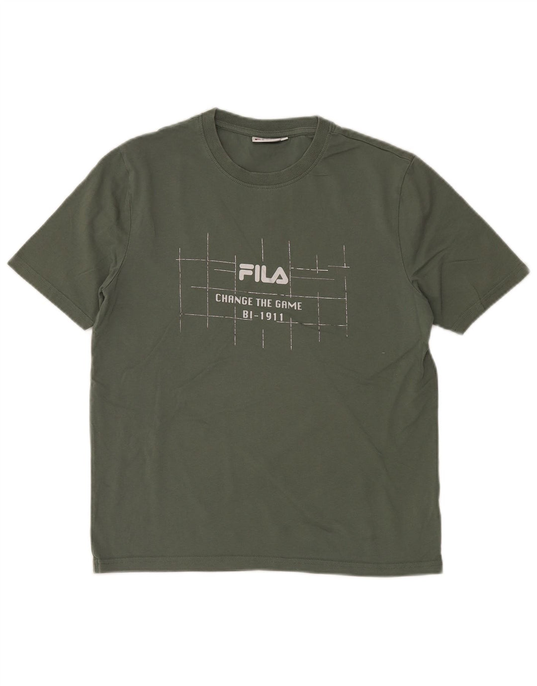Мужская футболка с рисунком FILA, маленький размер, цвет хаки, хлопок