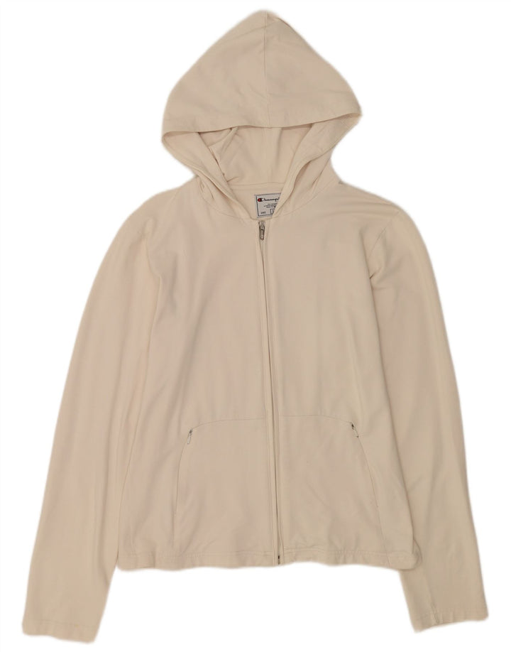 Женский свитер с капюшоном на молнии Champion UK 14, большой белый полиамид