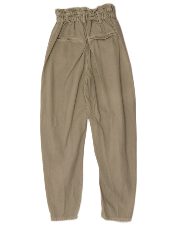 Женские свободные джинсы с высокой талией Zara EU 32 2XS W22 L24, хлопок цвета хаки
