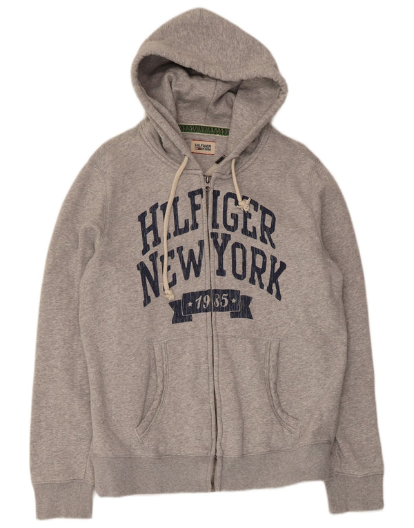Женский свитер с капюшоном на молнии с графическим рисунком Tommy Hilfiger UK 18 XL, серый хлопок